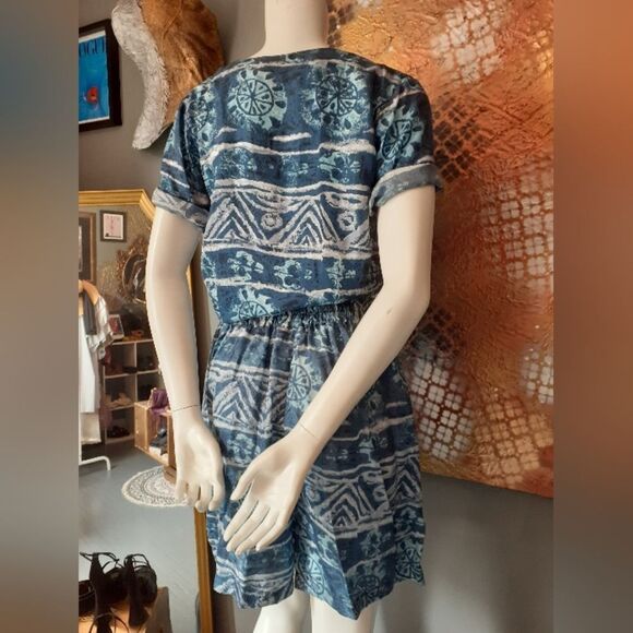 Vintage 100% Silk Blue Patterned Co-Ord Set - Picture 4 of 14